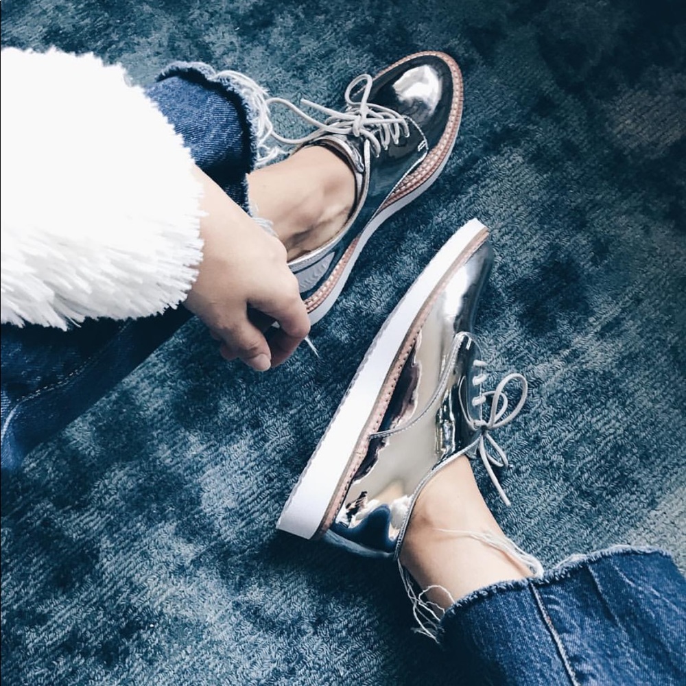 A New Day Silver Metallic Oxfords